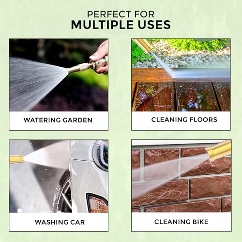 Image of Amazon Basics Brass Garden Hose Adapter with Adjustable Spray Patterns(Pack of 1)| High-Pressure Water Spray Gun for Plants and Car Wash| 1 /2 inch & 3 /4 inch Hose Compatibility | Corrosion-Resistant