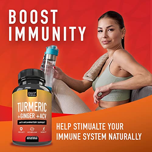 Envy Nutrition TUR-60 Turmeric & Ginger Supplement Capsules With Apple Cider Vinegar - Enhanced Immunity & Metabolism Support thumb #4