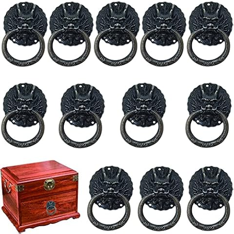 CPELLESSE 12 Pcs Dragon Cabinet Knobs Drawer Door Knobs Metal Vanity Cabinet Handle Exquisite Jewelry Box Pulls Gift Box Handles Three-Hole Handle (Bronze) Cover