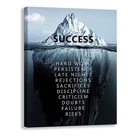 Kas Home Inspirational Wall Art Success Motivational Poster Quotes Wall Decor for Living Room Bedroom Office Bathroom Canvas Print sign Framed Art Decoration Ready to Hang Cover