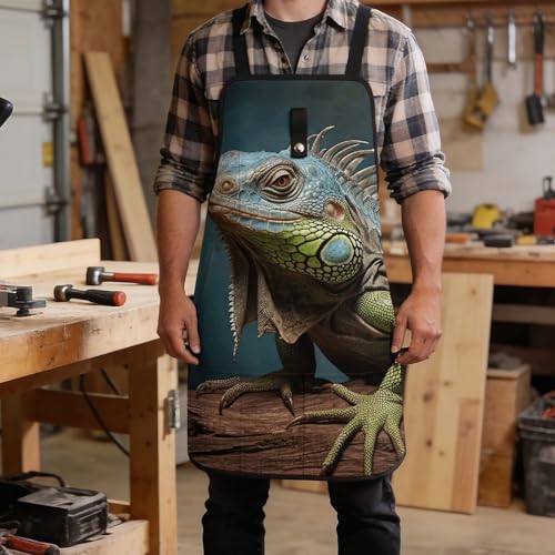 Delantal de trabajo con 8 bolsillos y diseño Green Animals miniatura 5