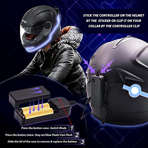 Image of AllExtreme EXTZ2PIB EL LED Helmet Light Strip with 3 Modes Flashing Night Bike Motorcycle Riding Signal Sticker (Ice Blue)