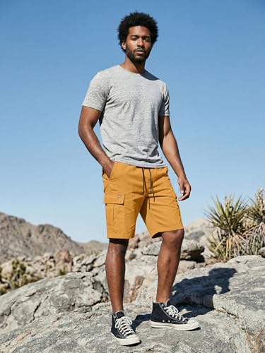 Image of JMIERR Mens Casual Cotton Twill Cargo Shorts Drawstring Classic Chino Stretch Short with 6 Pockets