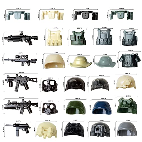YAKI Custom Military Waffen Set 54St. Ritter Helm, Rüstung und WW2 Waffen für Soldaten Mini Figuren SWAT Team Polizei… – Bild 3