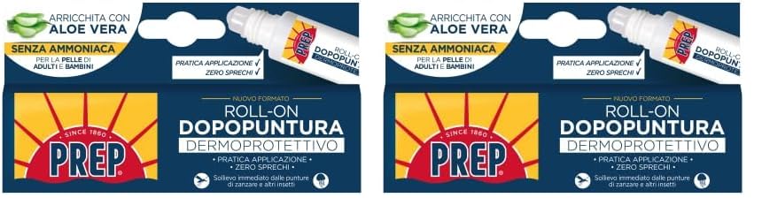 Prep, Penna Roll-On Dopopuntura, Azione Lenitiva e Idratante, Dona Sollievo Immediato dal Prurito per Puntura di Zanzara, Formula Anti-Prurito (Confezione da 2)