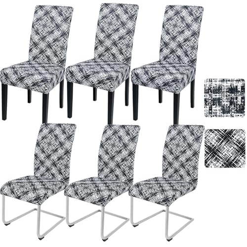Alishomtll Juego de 6 fundas para sillas, elásticas, extraíbles, para cocina, restaurante, hotel, banquete (patrón de diamantes)