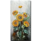 ART8YUQI Gemälde – 3D-Wandkunst, abstrakte Sonnenblume, Wanddekoration, gelbe Blumen...