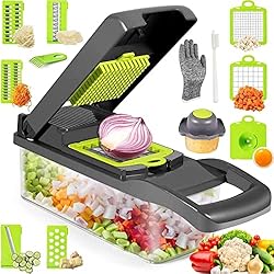 Picador De Verduras Fullstar Cortador de Verdura 15 en 1,Mandolina de Cocina Profesional, Picador de Verduras Manual,Cortador de Patatas Acero Inoxidable con Separador de Huevos, picadora manual para Cebolla,Tomates,Patatas