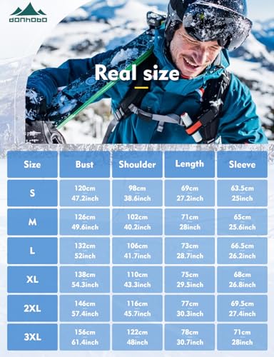 donhobo Herren Skijacke Wasserdicht Winddichte Winterjacke Warme Fleece-Futter Outdoor Übergangsjacke mit Abnehmbarer Kapuze, Schwarz, L