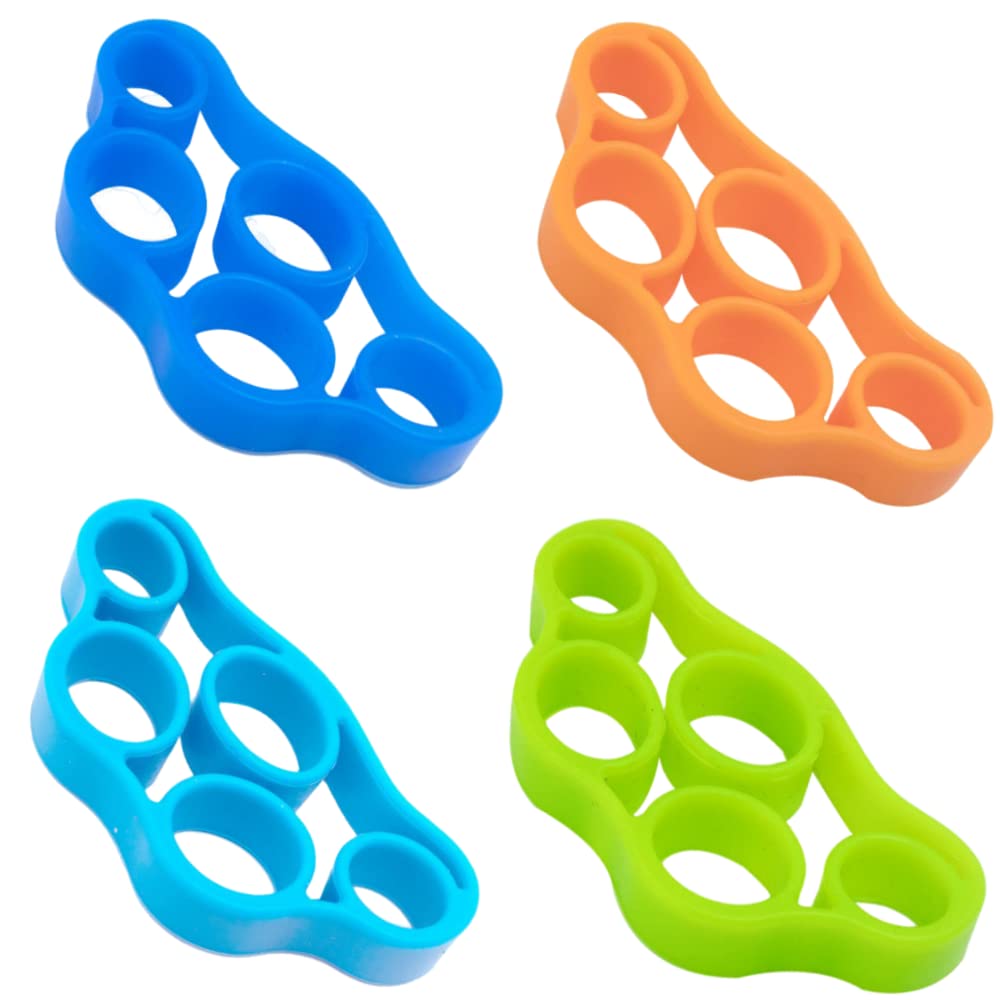 4 Pack Hand Strengthener Finger Strengthener Finger Resistance Bands Finger Exerciser Stretcher Hand Grip Strengthener for Muscle Training Sports Stress Relief Increase Strength