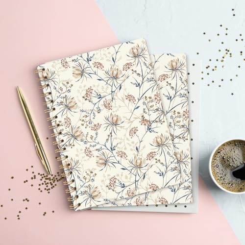 Carnet de notes vintage bohème à spirales ligné de format 14 x 21 cm - 2