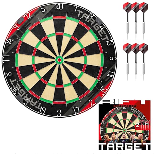Target Darts Rift Dartboard Set | Steeltip-Dartboard | Klammerloser Draht | 2 Sets 17g Darts | Komplettes Starter Set | Inklusive 1 Monat DartCounter App