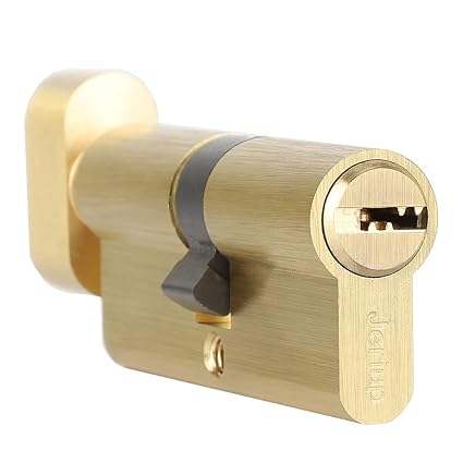 Jeriup Euro Profile Cylinder, Door Lock Cylinder, 60mm with 5 Keys (dimple), Single Open Copper Lock Cylinder, Anti-Rust Corrosion Resistant Anti-Theft Wooden Door Lock Cylinder
