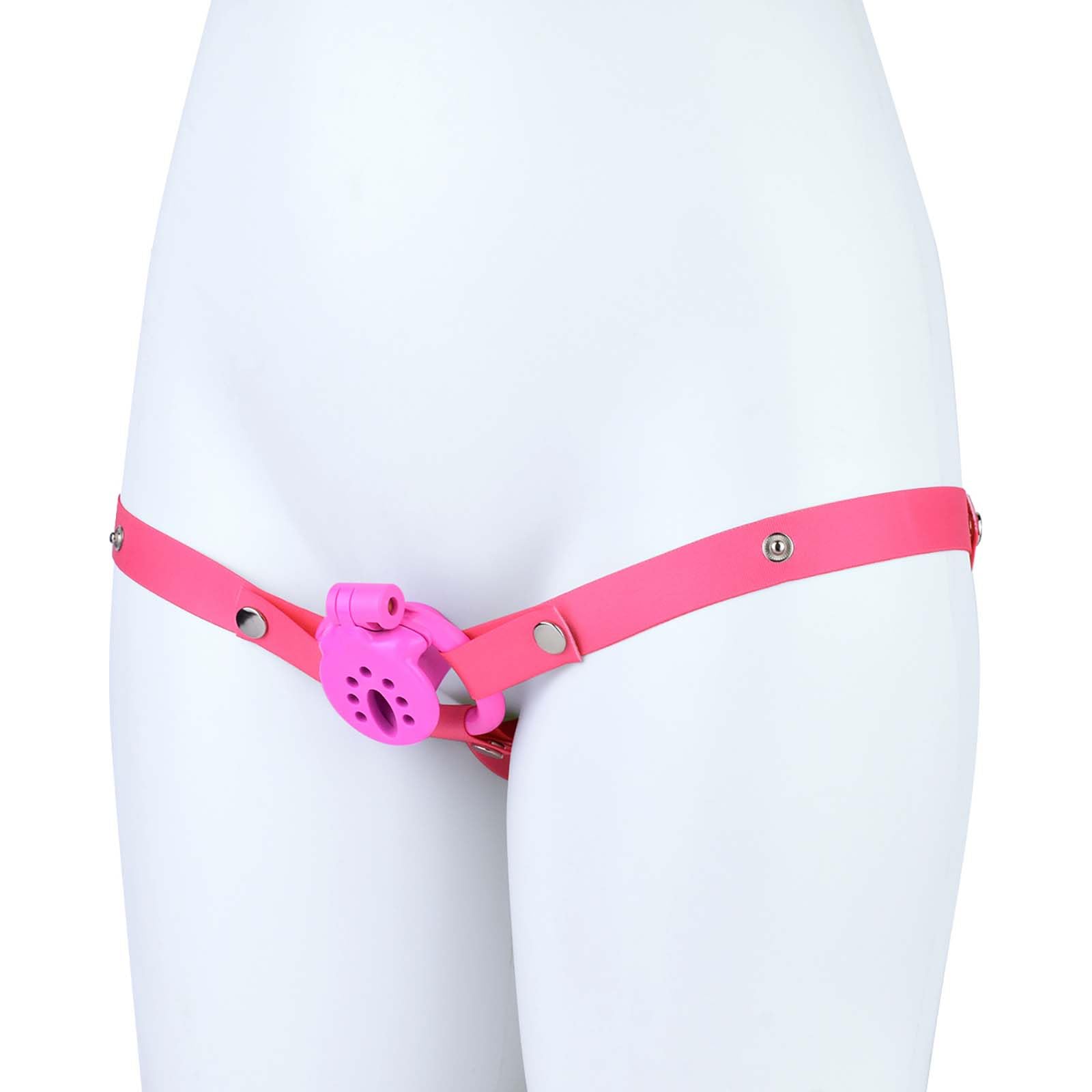 KeuschheitskäFig Set Mit 4 Ringen Und KeuschheitsgüRtel Sm Fetisch MäNner Extreme ZurüCkhaltung PeniskäFig Mit LüFtungsloch Invertierter KäFig Sissy KäFig Sextoy(Rosa)