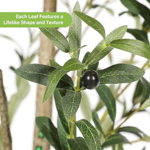 FEELEAD 7FT Olive Trees Artificial Indoor – Faux Tree 7 Feet for Home Decor - image 5