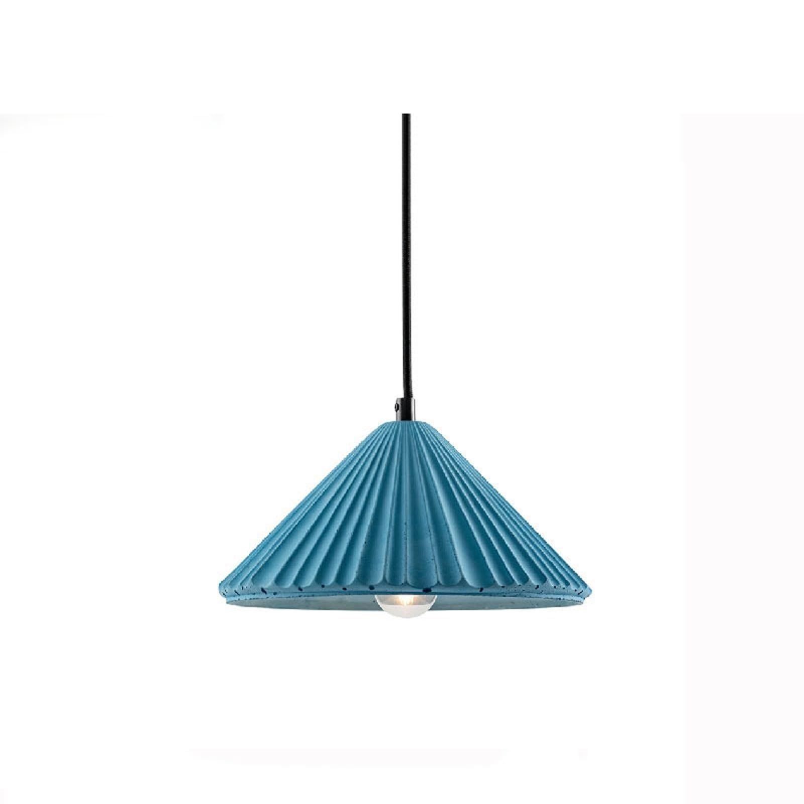 PLQWUJD Exquisite Chandelier Ceiling Light Fixture Cement Close to Ceiling Light E27 Ceiling Lamp Pendant Lighting Pleated Shade Chandelier w/Concrete Cone(Blu,14x25cm)