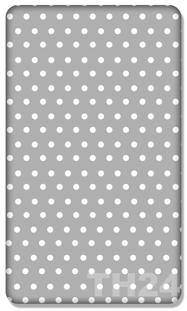Babymam Dots Grey 100% Cotton Fitted Sheet With Printed Design For 90X40cm Baby Crib Cotbed Bedding Travel Cot Sheets (Dots Grey)