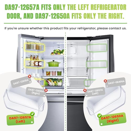 Image of AMI PARTS DA97-12650A(RIGHT) & DA97-12657A(LEFT) Refrigerator Door Shelf | Fit for Refrigerator Parts RF260BEAESR RF261BEAESR RF261BEAESP RF260BEAEWW with 2 Egg Trays