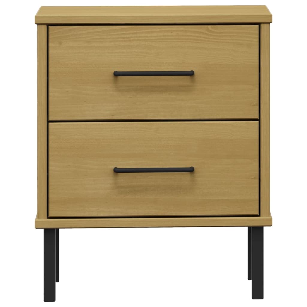 SYDE Table de chevet en bois massif pin 2 tiroirs