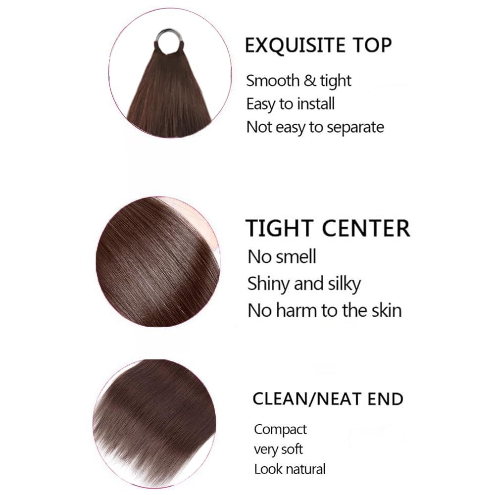 24 Inch dritto Feather Crochet Hair Extension Bundles #4 Chocolate Brown Reusable Miracle Hair Bundles 50 G/Pc 20 Strands Pre-Separated Crochet Hair For Woman