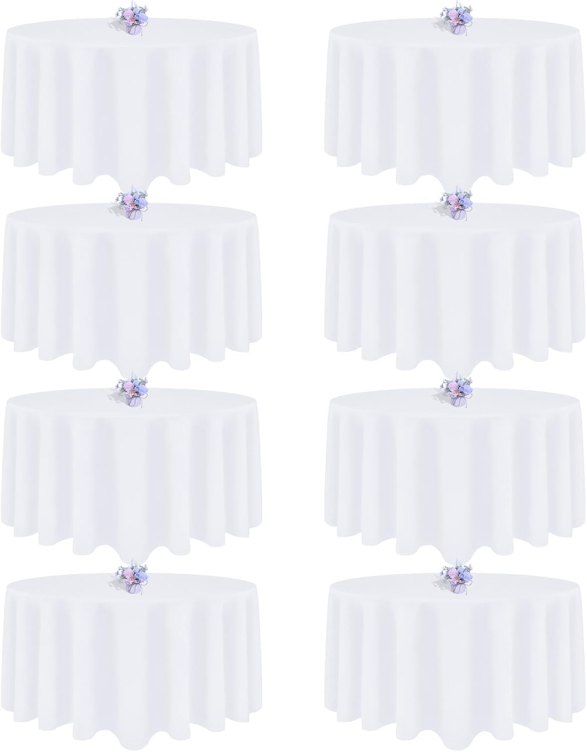 8 Pack White Round Tablecloth 90 Inch Round Table Cloth, Wrinkle Resistant and Washable Tablecloth Polyester Fabric Table Cloth Round Table Cover for Dining Wedding Banquet Party