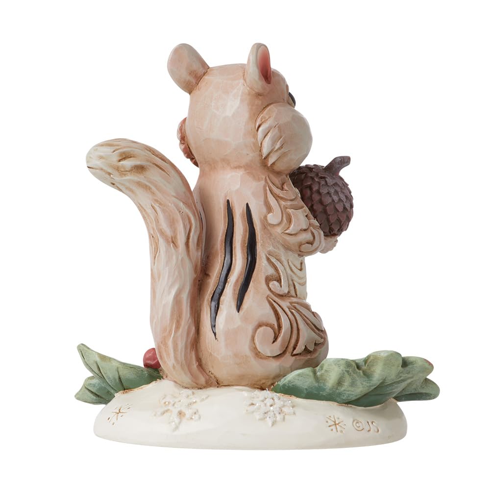 Enesco Jim Shore Heartwood Creek Beyaz Ağaçlık Alan Sincap Figürü, 9 cm, Polireçine, Sim, Kalsiyum Karbonat
