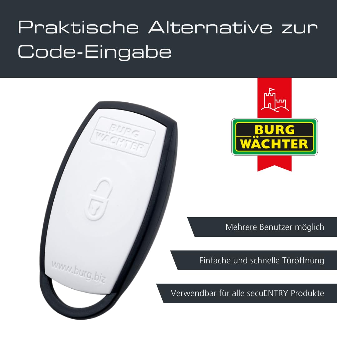 BURG-WÄCHTER Elektronischer Funkschlüssel für secuENTRY Home, Aktivtransponder für elektronische Türschlösser der secuENTRY Serie, ENTRY sE-Key 7713, Weiß/Schwarz