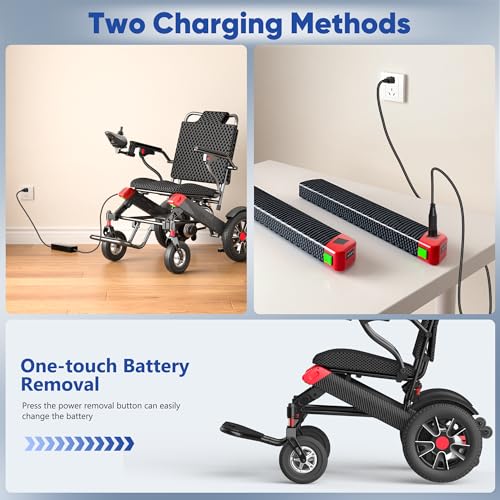 Image of Electric Wheelchair for Adults, 24Miles Travel Range Heavy Duty Motorized Wheelchair for Seniors, Max Support 350lbs, All Terrain Power Wheelchairs for Home & Outdoor, Airline Approval