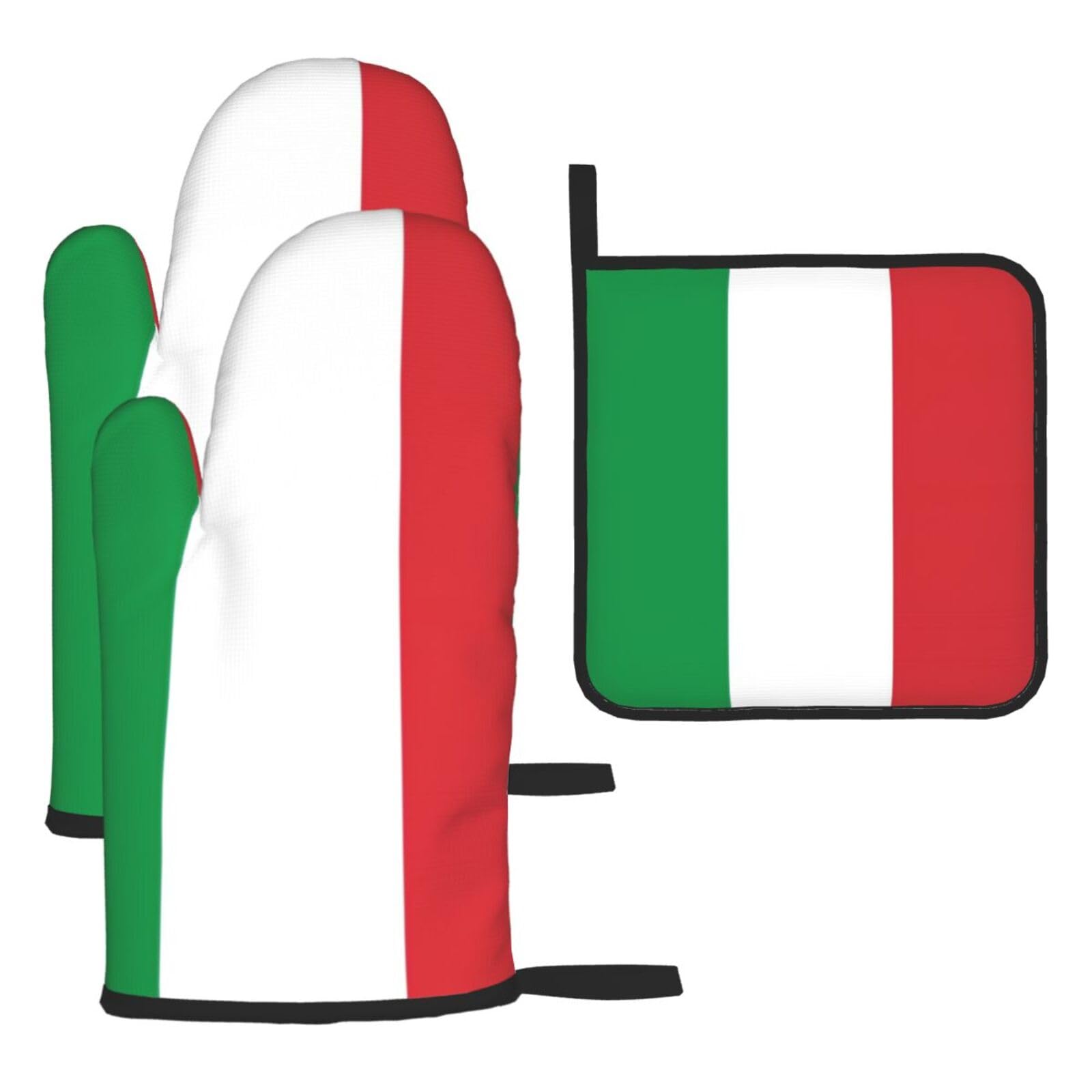 Italy Flag Print Oven Kitchen Gloves For Baking Outdoor Grilling Home Use Mitts Microwaving Bbq