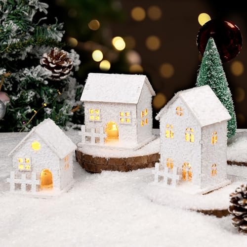 Weihnachtshaus Beleuchtet Deko 12 Weihnachtsdeko, 3 Stück Led Haus Weiß Teelichter Weihnachten...