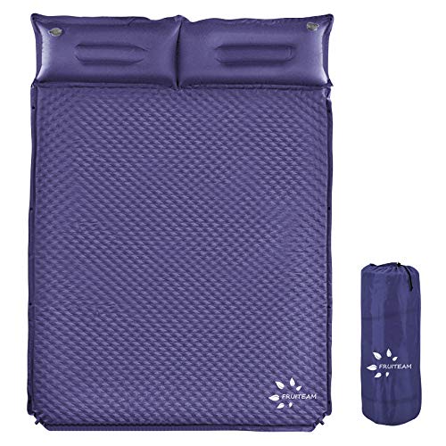 FRUITEAM Camping Sleeping Pad Self-Inflating Camping Pad Foam Sleeping Mat with Pillow Camping Mat for Backpacking, Traveling and Hiking, Navy