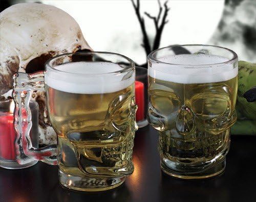 Image of Crystal Skull Glass, Clear, Gothic Style Drinking Tumbler, 500ml