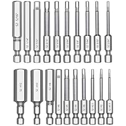 MulWark Hex Head Allen Wrench Drill Bit Set 20PC (10pc Metric & 10pc SAE), 2.3