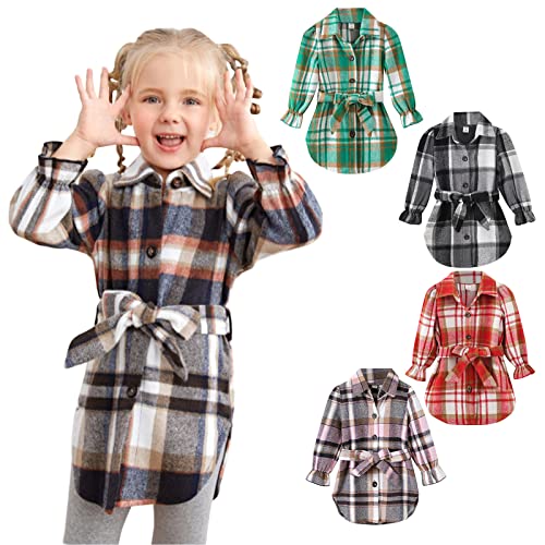 Flower for Flower Girl Fashion Kids Girls Boys Fleece Flannel Shirts Jacket Plaid Printed Long Tulle Dress Flower3
