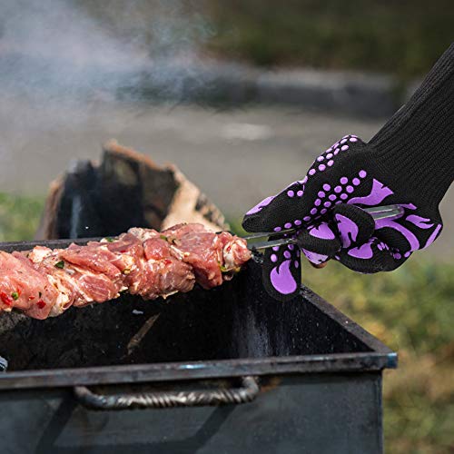 Image of Comsmart BBQ Gloves, 1472 Degree F Heat Resistant Grilling Gloves Silicone Non-Slip Oven Gloves Long Kitchen Gloves for Barbecue, Cooking, Baking, Cutting
