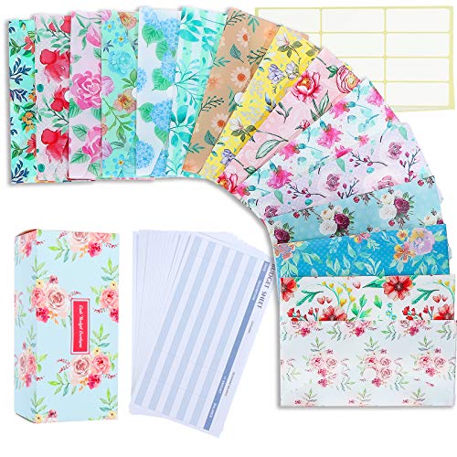Xgood 30 Pieces Budget Planner Organizer Envelopes for Budgeting Envelopes 15 Patterns Budget Money Envelopes, 15 Pieces Expense Budget Sheets, 1 Piece Box with 24 Pieces Labels for Bill Planner