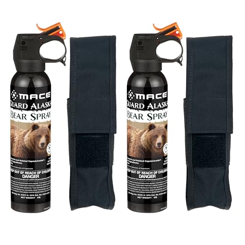 Mace Bear Spray - 2-Pack Guard Alaska Bear Deterrent & Self Defense Spray with Spray Holster, 9 oz, 20ft Effective Range Up to 40ft, Max Strength 20% OC, Great for Hiking, Camping, Hunting