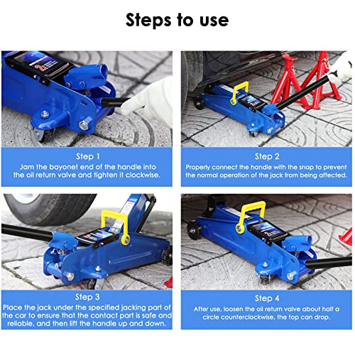 Image of XMJY 2 Ton Car Jack Handle - Horizontal Hydraulic Pole Jack Stands - Automotive Accessories (Black)