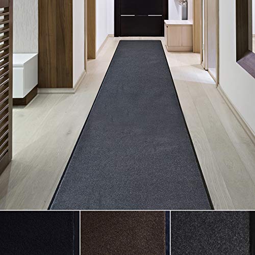 iCustomRug Heavy Duty Interior/Exterior Waterproof Utility Plush Pile Vinyl Back Runner,Mats,Area Rug, Non-Slip,70 Custom Sizes for Doorway,Balcony,Hallway,Commercial,Retail Space 3' X 16' Charcoal