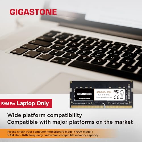 Image of 【DDR4 RAM】 Gigastone Laptop RAM 8GB DDR4 8GB DDR4-2666MHz PC4-21300 CL19 1.2V 260 Pin Unbuffered Non ECC SODIMM for Notebook Laptop Memory Module (Laptop ONLY)