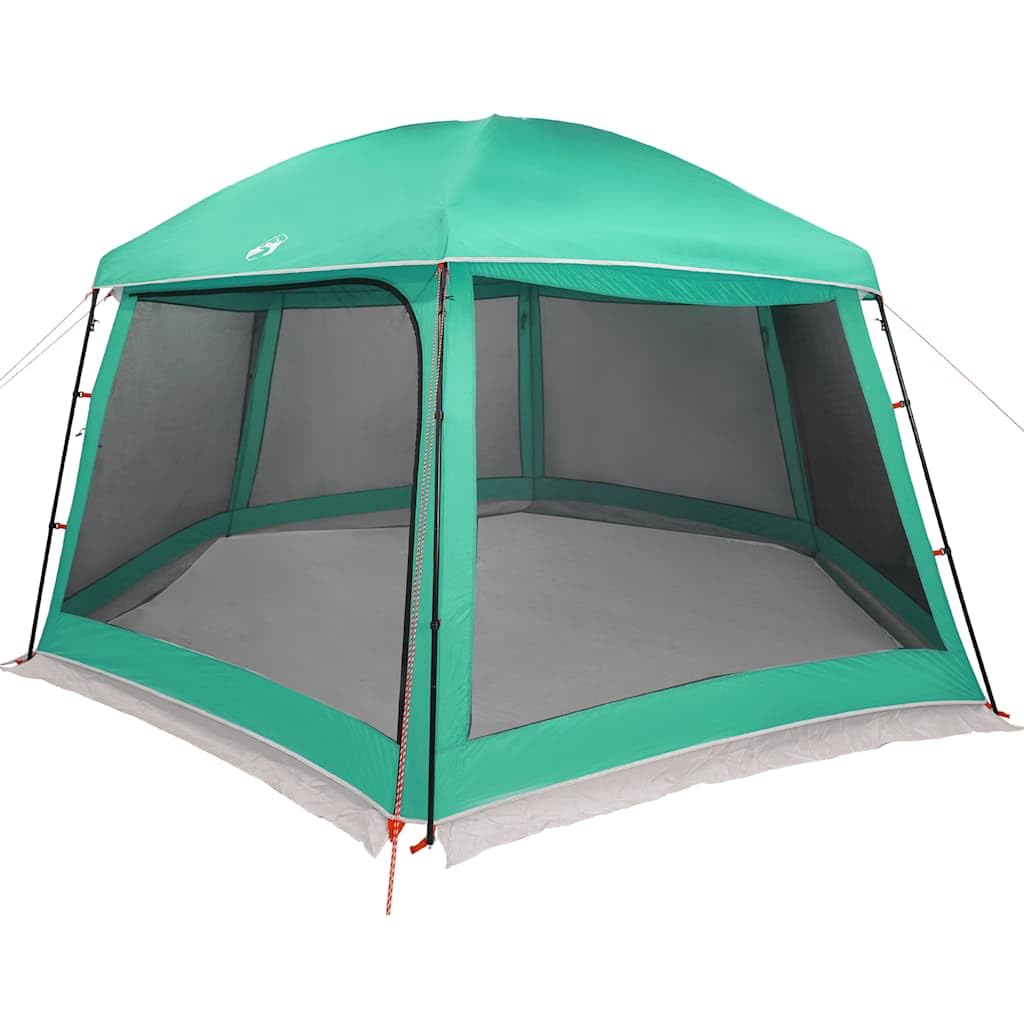 Zielony namiot basenowy ze zdejmowanym zadaszeniem, ściankami z siatki, wodoodporny poliester 185T, 512 x 458 cm, ochrona przed promieniowaniem UV, na kemping, piknik, plażę, ochrona przed owadami