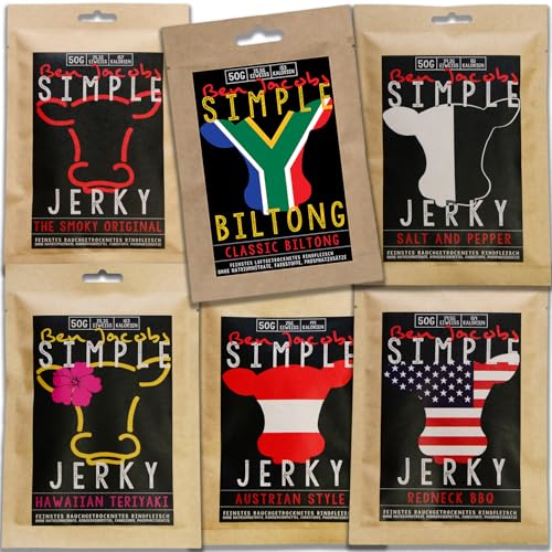 Beef Jerky Probierbox, 10 x 50g, handgemacht, Österreichs Beef Jerky Nr. 1, Premium Trockenfleisch ohne chemische Zusätze (2 x Mixed Flavors)