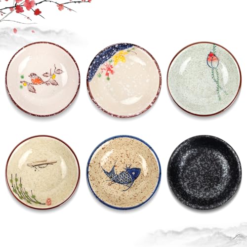 4 Inch 6 Pieces Japanese Retro Sauce Dishes Japanese Ceramic
