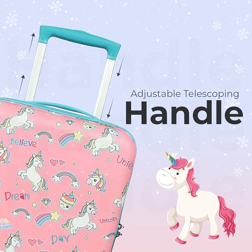 Image of NOVEX Unicorn Kids Bags Travel Trolley with 4 Wheels |Pink, 22-Inch Spinner Bag | Hard Sided Polycarbonate Unique Children's Luggage /Suitcase for Cute Girls Kid - 360-Degree Rotatable Wheel