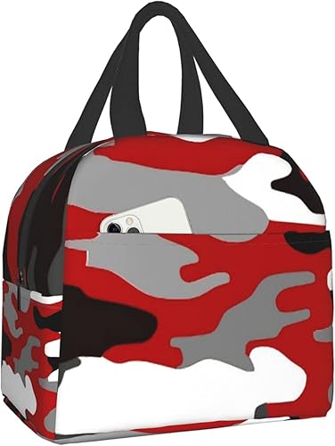 Lonchera térmica reutilizable, bolsa de almuerzo con bolsillo frontal para niñas, niños, mujeres, hombres, picnic, oficina, trabajo, estampado de