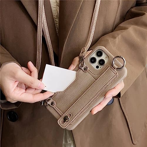 Fente pour carte et lanière sur cette housse en cuir pour iPhone 12 ProMax