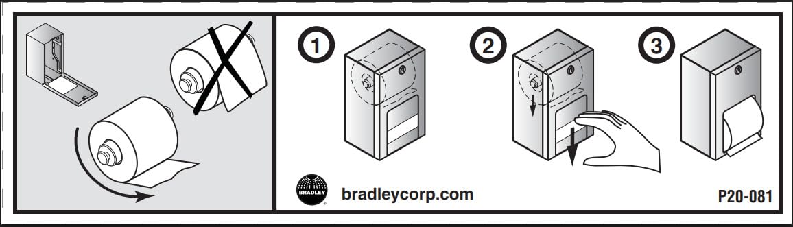 Bradley 5402 – 000000 Superficie montado dispensador de Papel higiénico de Acero Inoxidable de Calibre 22, 5 – 9/16 "x 10 – 3/8" Altura x 5 – 5/16 "Profundidad