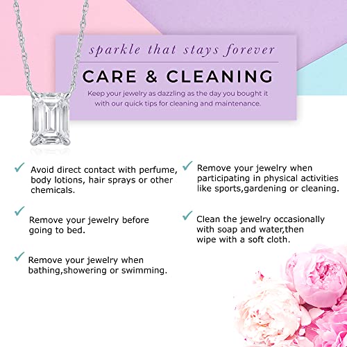 La Joya 1/2 Carat Diamond Necklaces For Women |14Kt White Gold Lab Grown Emerald Cut Solitaire Diamond Necklaces For Women | Solid Gold Chain And Gift Packaging Included #TOP3