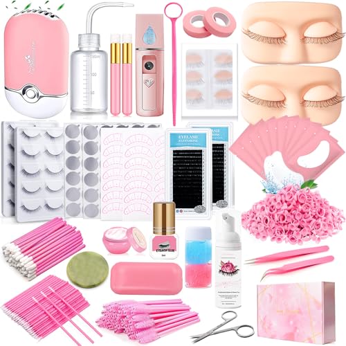 QUKLOGEN Lash Extension Kit for Beginners Lash Mannequin Head wit...