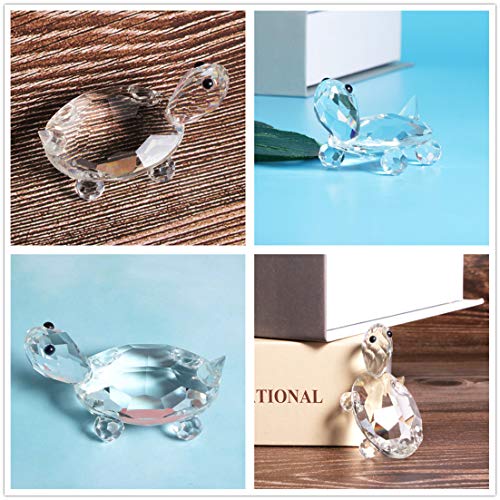 Waltz&F Small Crystal Clear Tortoise Collectible Animal Figurine Paperweight Table Decoration
